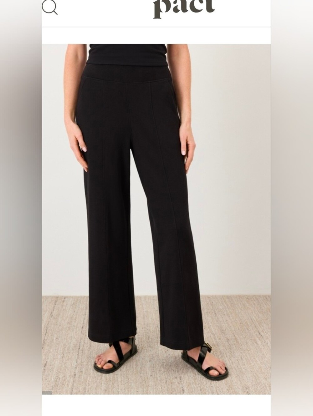 Pact NWT L Black 26" Organic Airplane Pintuck